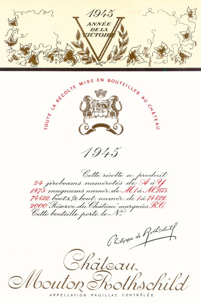 Štítok Chateau Mouton Rothschild 1945