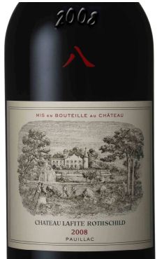 Etykieta Château Lafite Rothschild 2008, wybita chińskim numerem 8.
