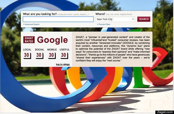Google, Zagat restoran rehberleri satın alır...
